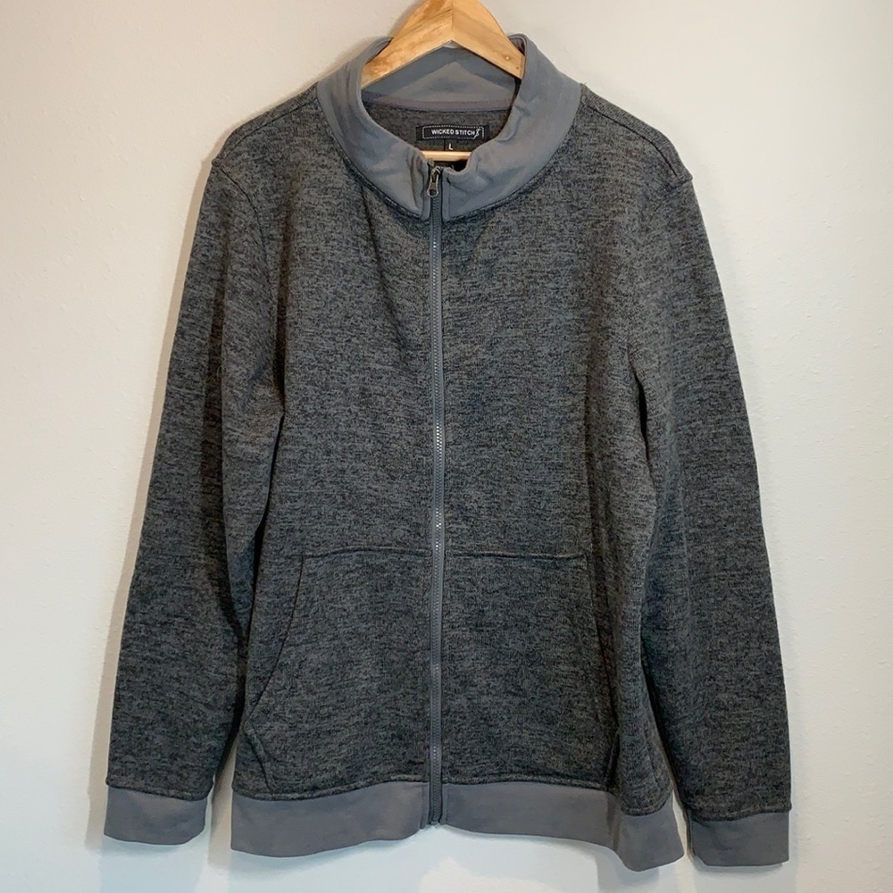 Wicked Stitch Full Zip Sweatshirt Gray Men’s Size Large
